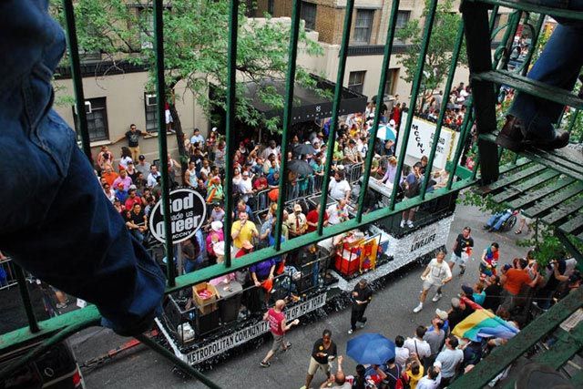 Viewing the parade on Christopher Street, from a fire escape